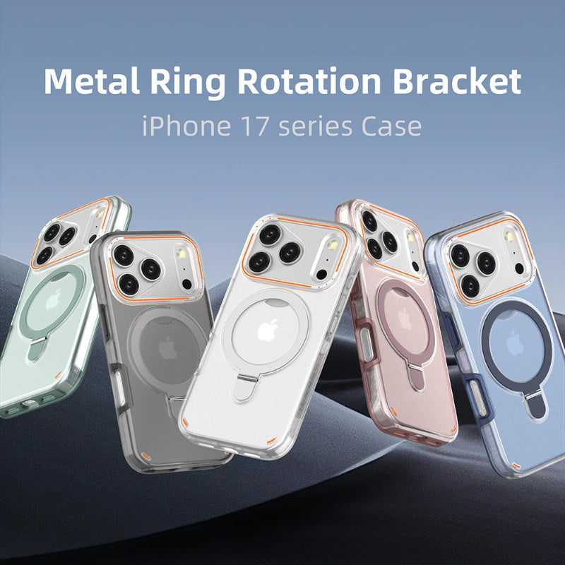 Magnetic Matte Phone Case for iPhone 17 Series – 360° Rotating Stand & Shockproof Cover