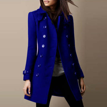 Women’s Double-Breasted Wool Overcoat – Loose Fit Lapel Jacket for Autumn & Winter