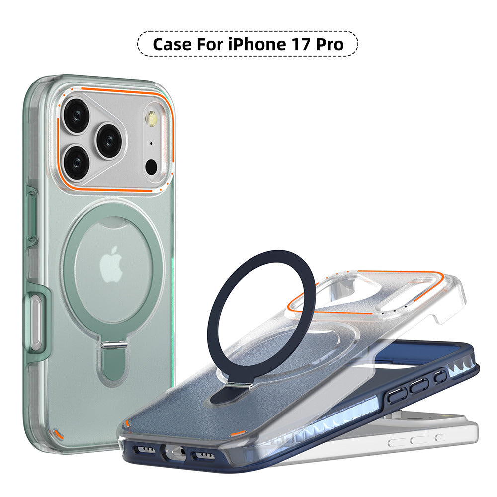 Magnetic Matte Phone Case for iPhone 17 Series – 360° Rotating Stand & Shockproof Cover