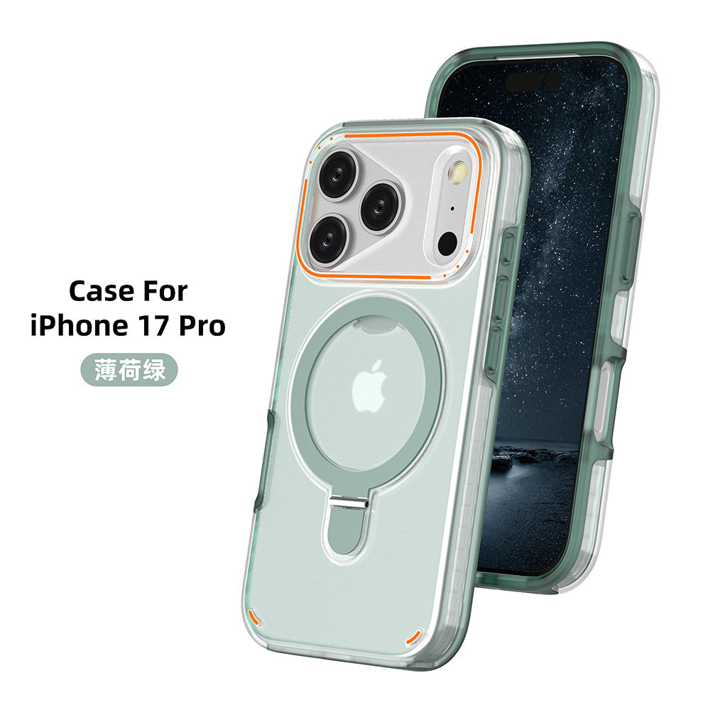 Magnetic Matte Phone Case for iPhone 17 Series – 360° Rotating Stand & Shockproof Cover
