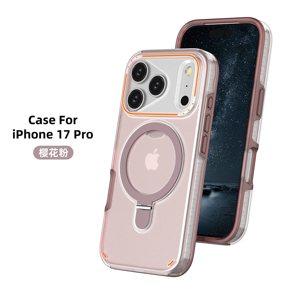 Magnetic Matte Phone Case for iPhone 17 Series – 360° Rotating Stand & Shockproof Cover